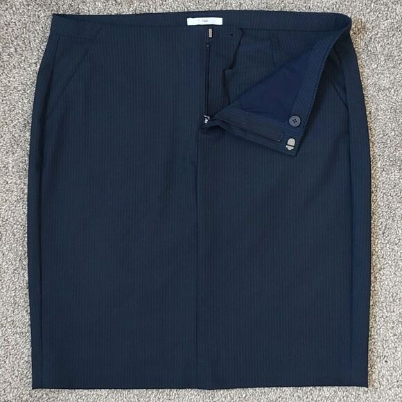 Like New Gap Size 6‎ Stretch Navy Pinstripe Pencil Skirt - Picture 2 of 7